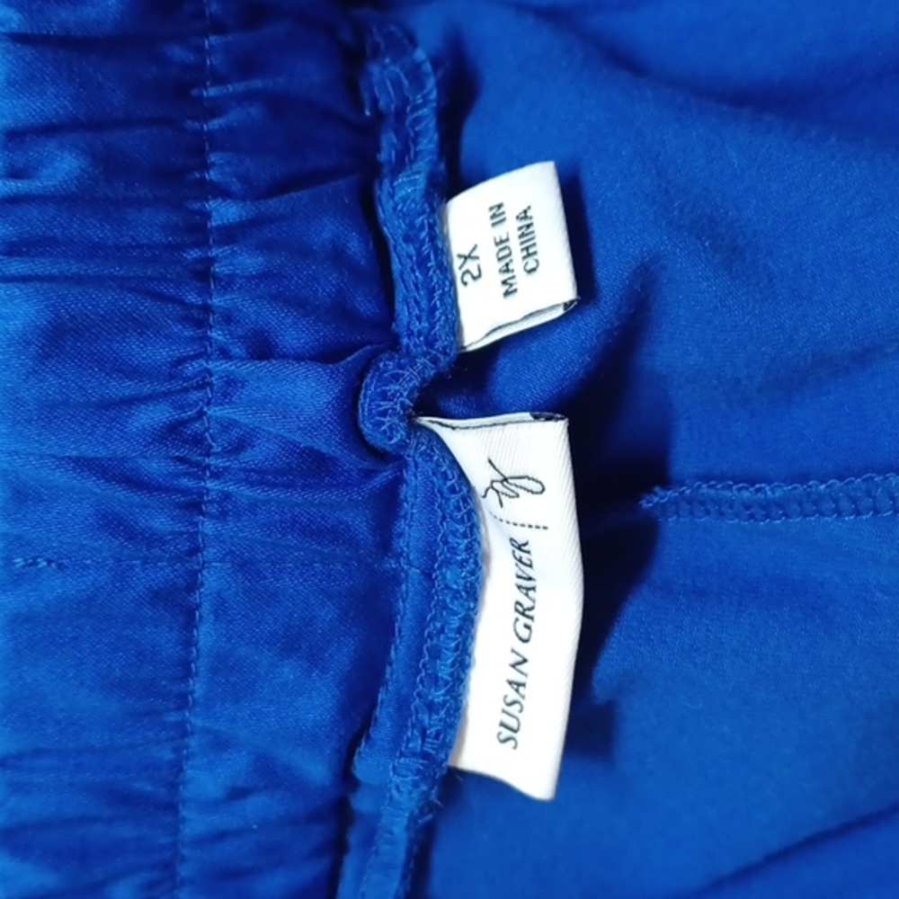 Susan Graver skort blue plus size 2X. Pull‎ on waist and long shorts under - Picture 5 of 9